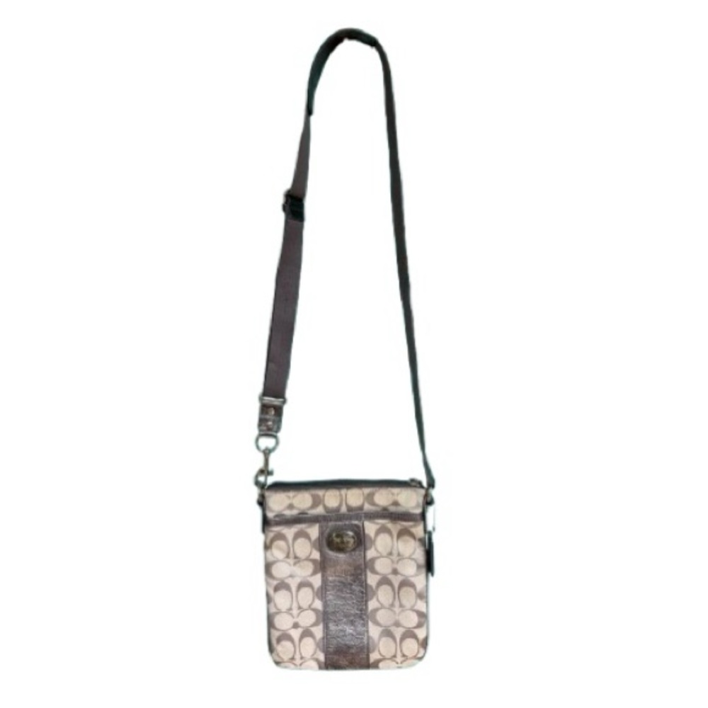 Coach Tan Canvaa Signature Swingpack Crossbody Swing Bag Purse